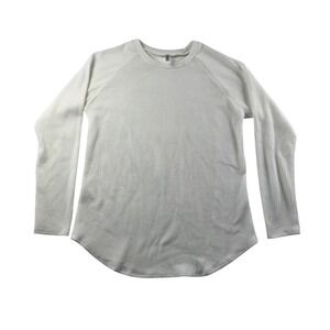 Acting Pro White Ribbed Long Sleeve Raglan Top Curved‎ Hem XL